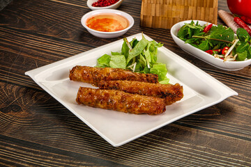 Fried Vietnamese spring roll with special sauce