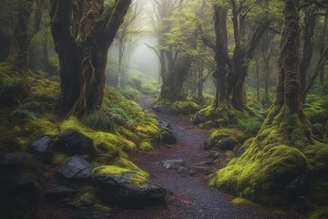 Fototapeta premium Misty forest path