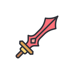 Fantasy sword colored icons, minimalist vector illustration ,simple transparent graphic element .Isolated on white background