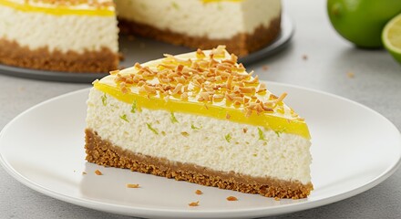 Cheesecake Slice with Lime Garnish