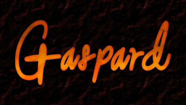 3D fire text effect of name Gaspard on dark background.