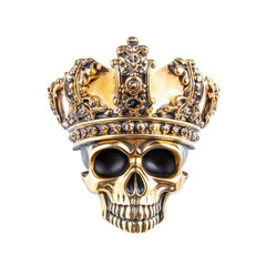 Crowned skull decoration showcasing intricate designs and metallic tones, perfect for gothic themed decor