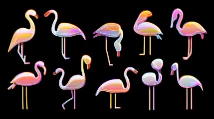 Obraz premium Colorful Flamingo Illustrations
