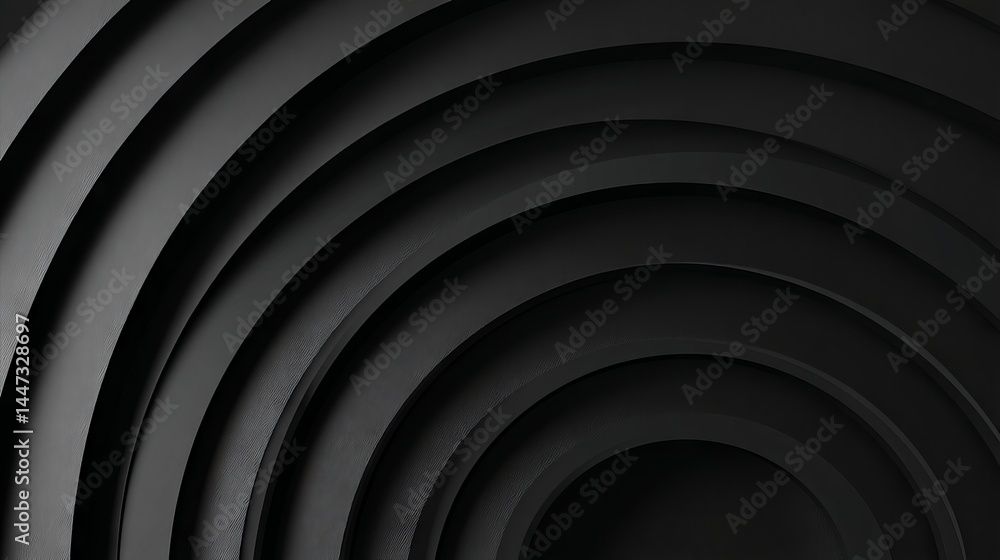 Aufkleber seamless abstract black arc background with curved concentric lines in dark monochrome tones for mod