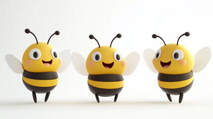 Obraz premium Happy Smiley bees PNG. Ai generated.