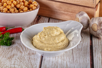 Natural organic homemade chickpea hummus