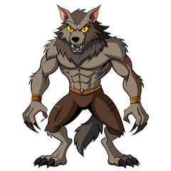 Fototapeta premium werewolf or anthropomorphic wolf character no background vector file.