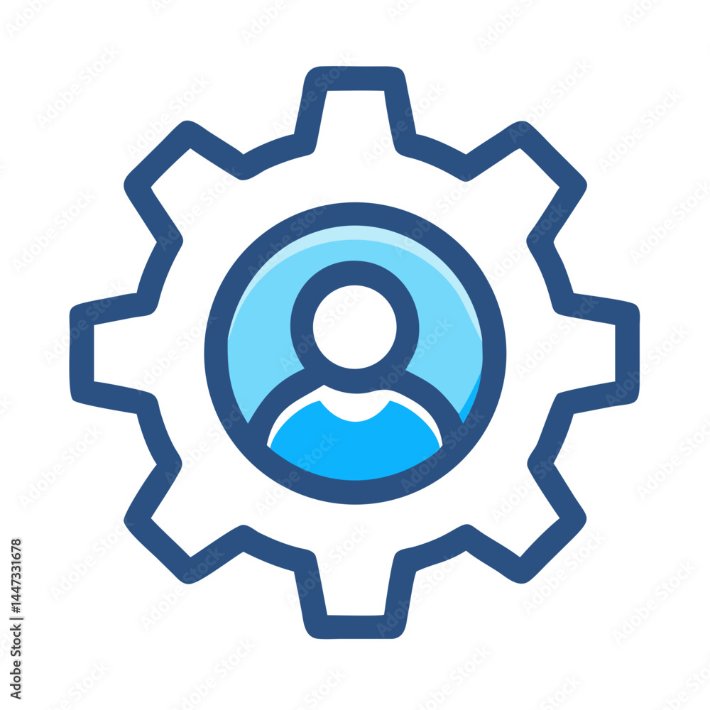Poster Gear with User Settings Icon Representing Profile Configuration and Personal Account Management