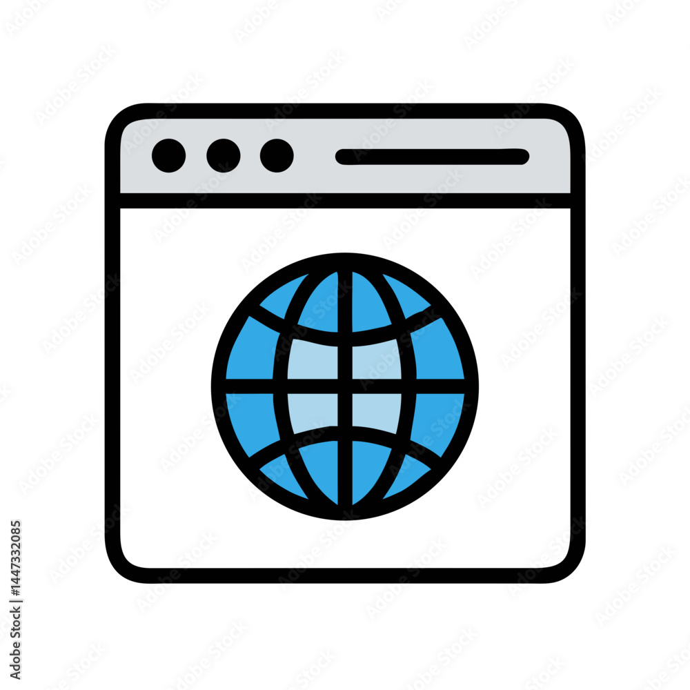 Fototapete global website browser window icon representing internet access and worldwide online presence