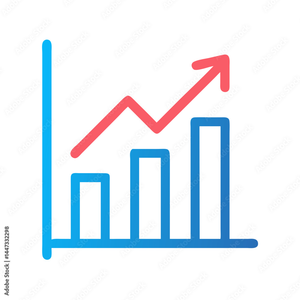 Leinwandbilder graph with growth arrow icon representing business progress and performance increase