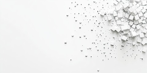 Abstract fragmented white cubes