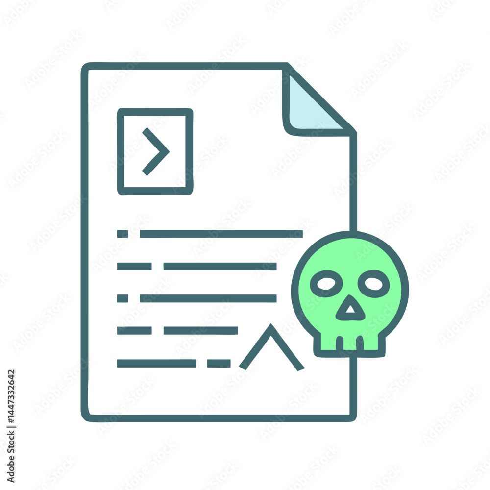 Aufkleber Hacked Document File Code Icon Representing Data Breach, Information Leak, and Cybersecurity Threat
