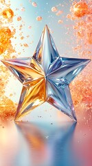 Sparkling star, vibrant hues, bubbly backdrop