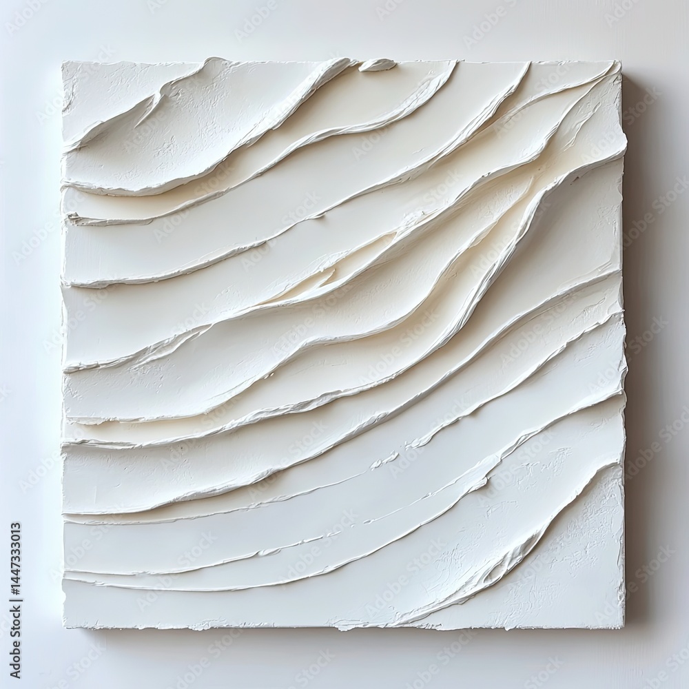 Poster abstract textured white relief panel intricate surface design with flowing lines