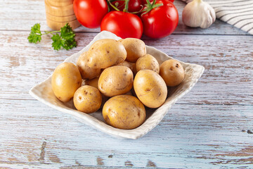 Uncooked raw yellow baby potato