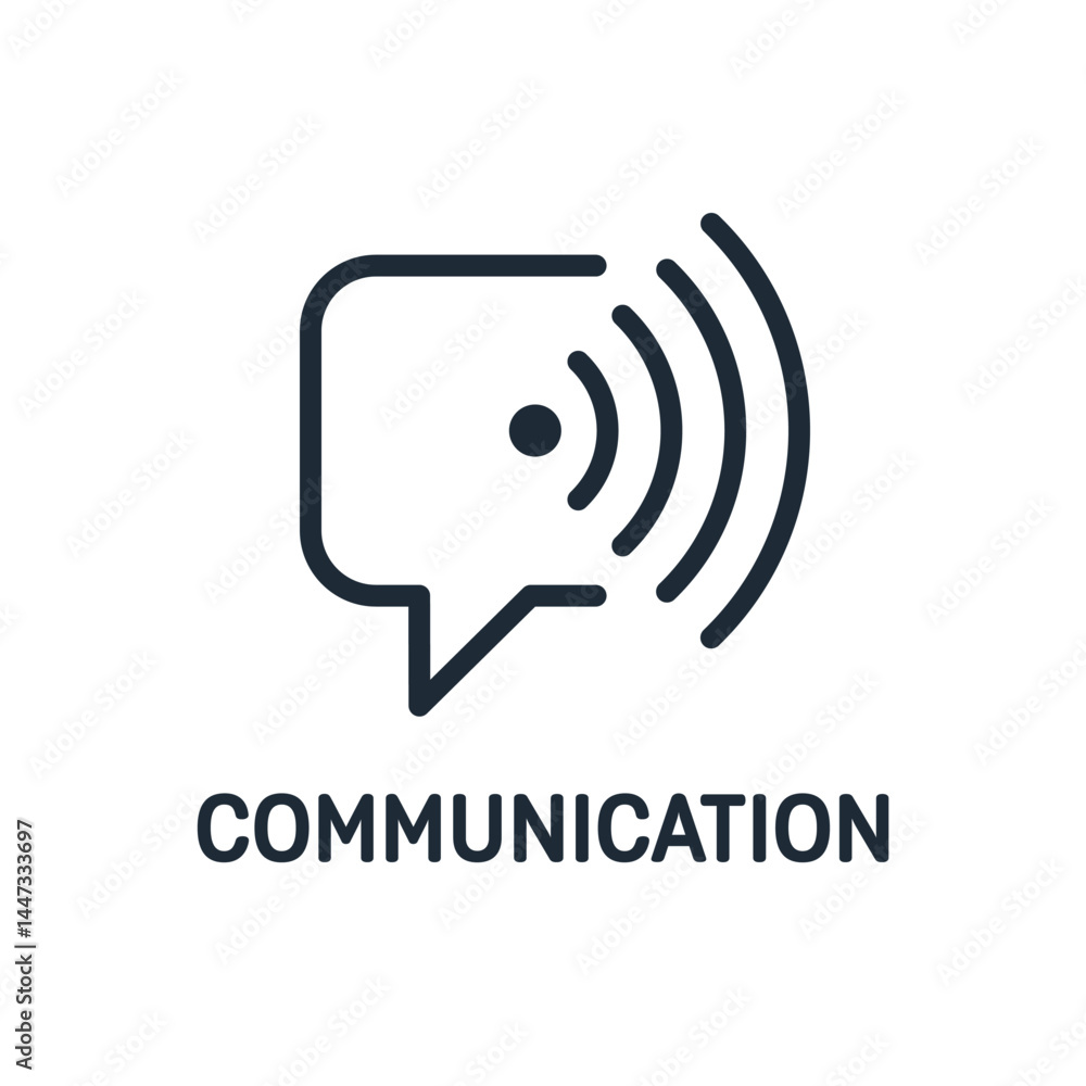 Poster talk bubble speech and transmission of information. communication. vector linear icon isolated on wh