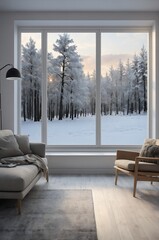 winter landscape with window