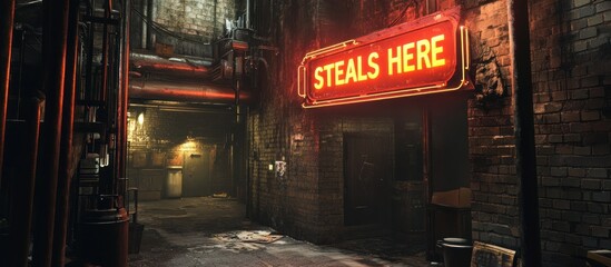 Steals Here: A Dark Alleyway in a Cyberpunk City