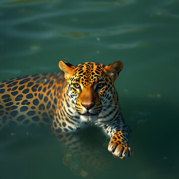 leopardo en el agua