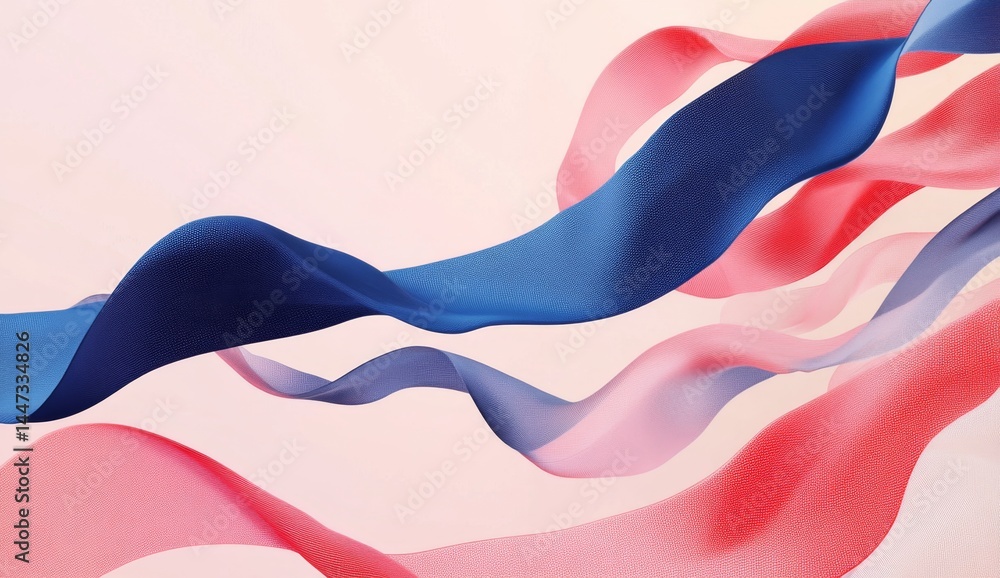 Poster abstract flowing ribbons in vibrant colors. soft, fluid lines create a dynamic and elegant design. d