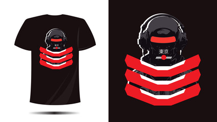 vector t shirt design tokyo japan, Vector template and typography robot futuristic style