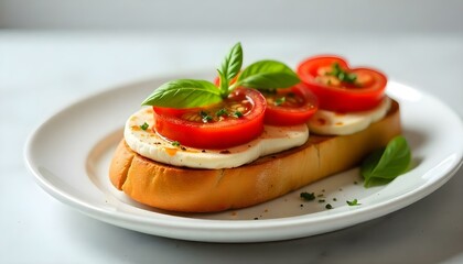 Traditional italian Bruschetta on white background