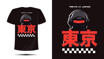 vector t shirt design tokyo japan, Vector template and typography robot futuristic