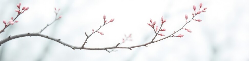 Fototapeta premium Delicate branch against crisp white background, winter, branches, clean