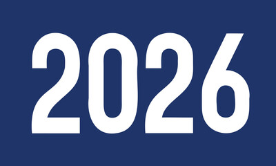 Numbers 2026 Year Isolated on Blue Background. 2026 Minimal Banner. Hand Drawn Vector Art. 