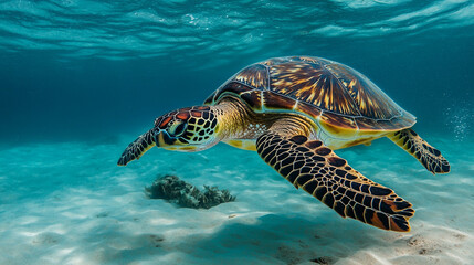 Obraz premium Ocean animal in the clean water illustration. Ai generated.