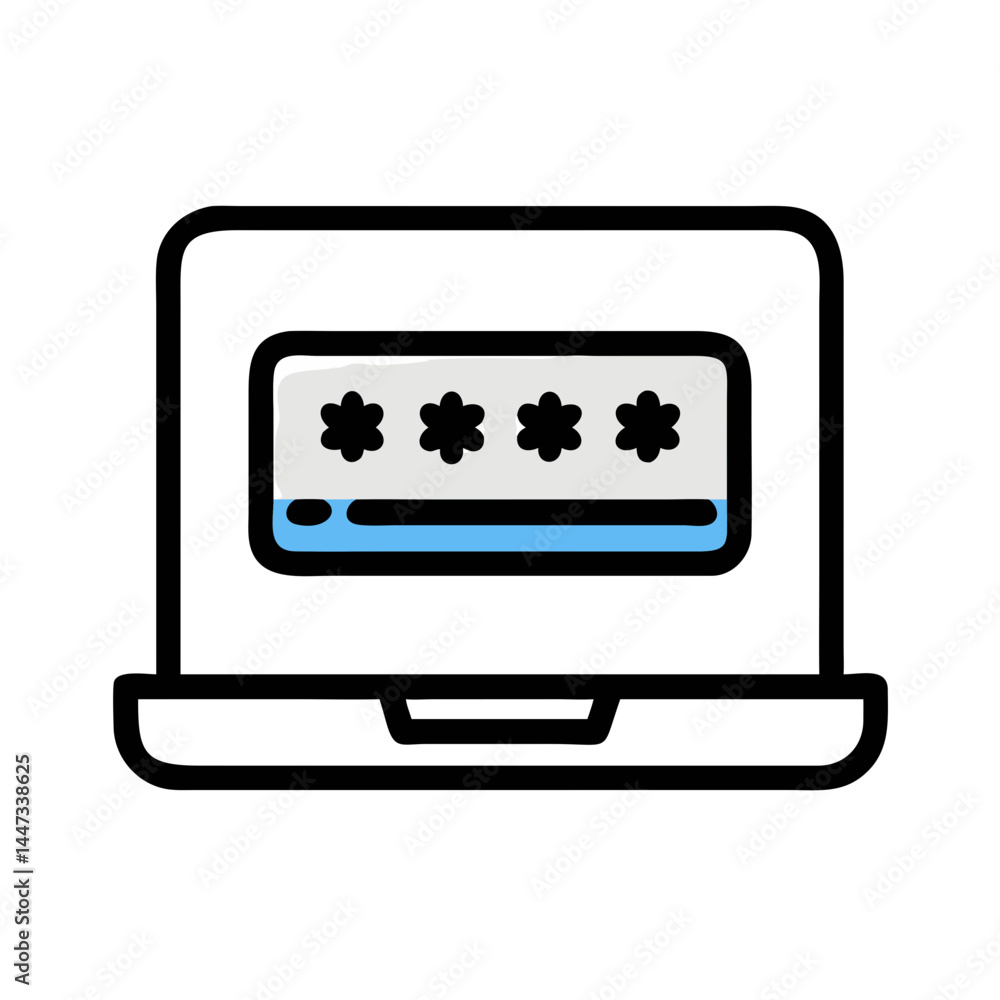Fototapete Laptop with Password Input Field Icon Representing Secure Login and User Authentication