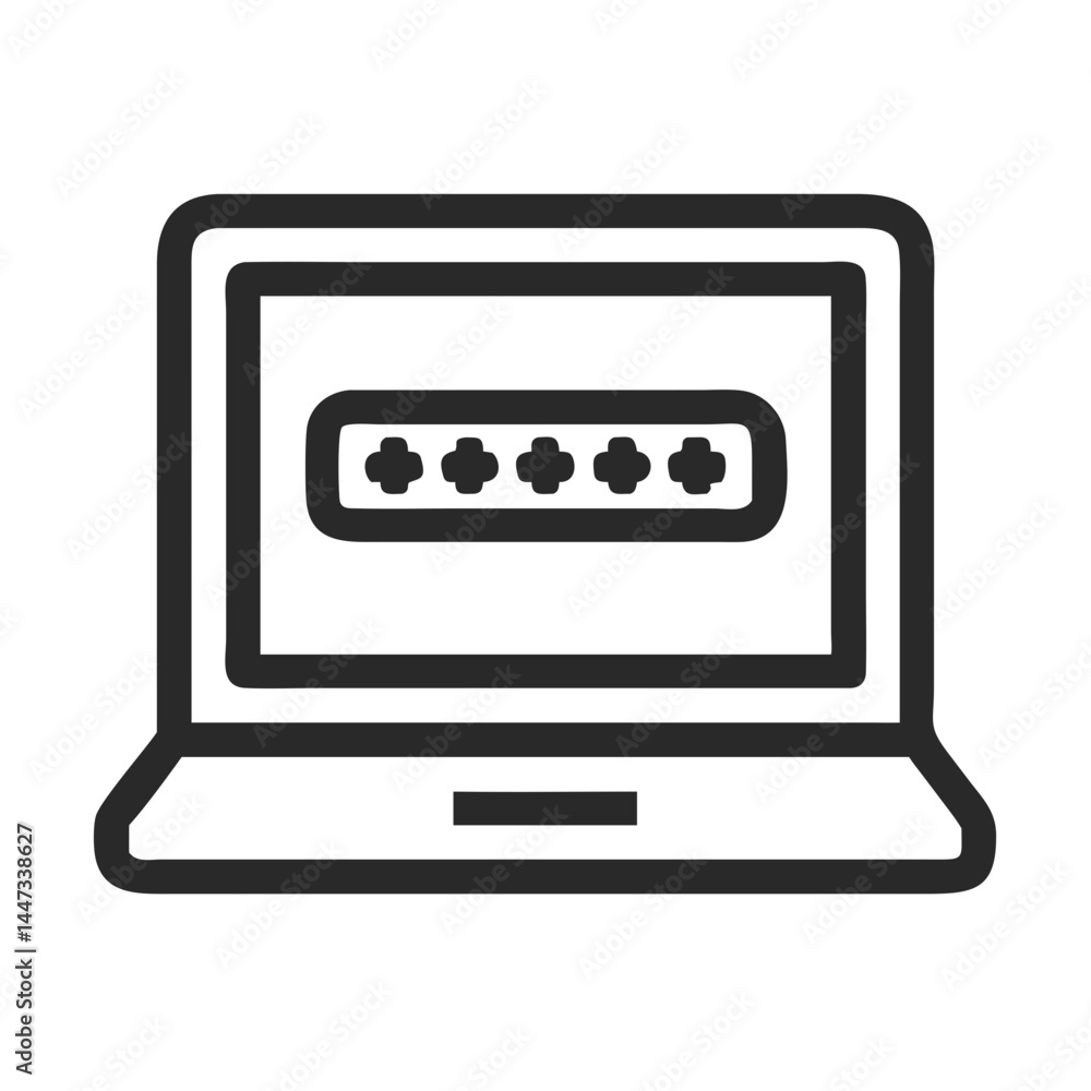 Fototapete Laptop with Password Input Field Icon Representing Secure Login and User Authentication