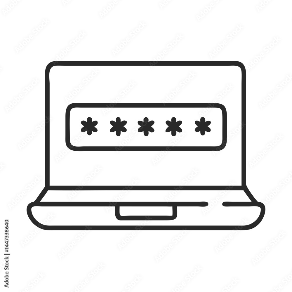 Fototapete Laptop with Password Input Field Icon Representing Secure Login and User Authentication