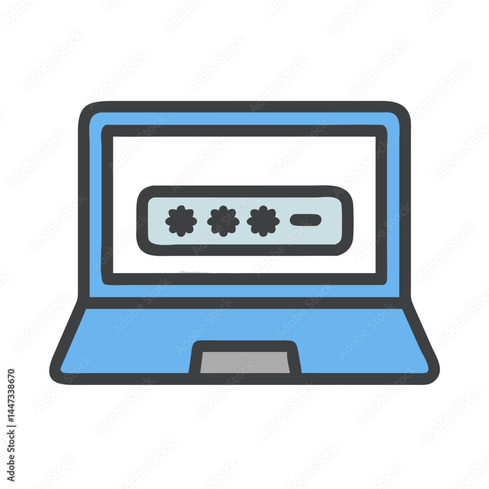 Poster Laptop with Password Input Field Icon Representing Secure Login and User Authentication