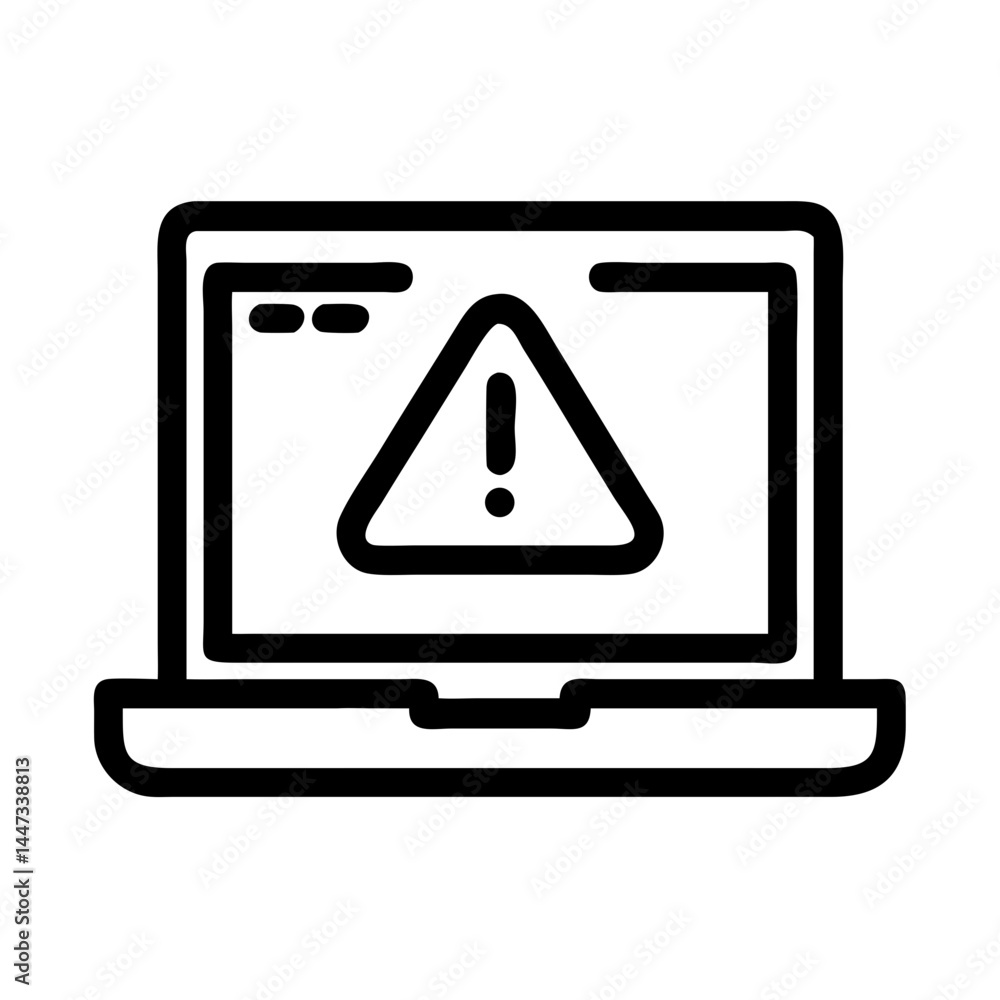 Poster laptop with security alert icon representing cyber threat warning and data protection risk