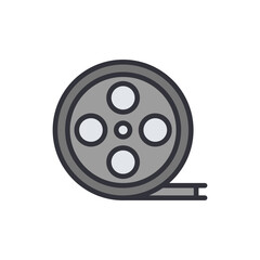 Film reel colored icons, minimalist vector illustration ,simple transparent graphic element .Isolated on white background