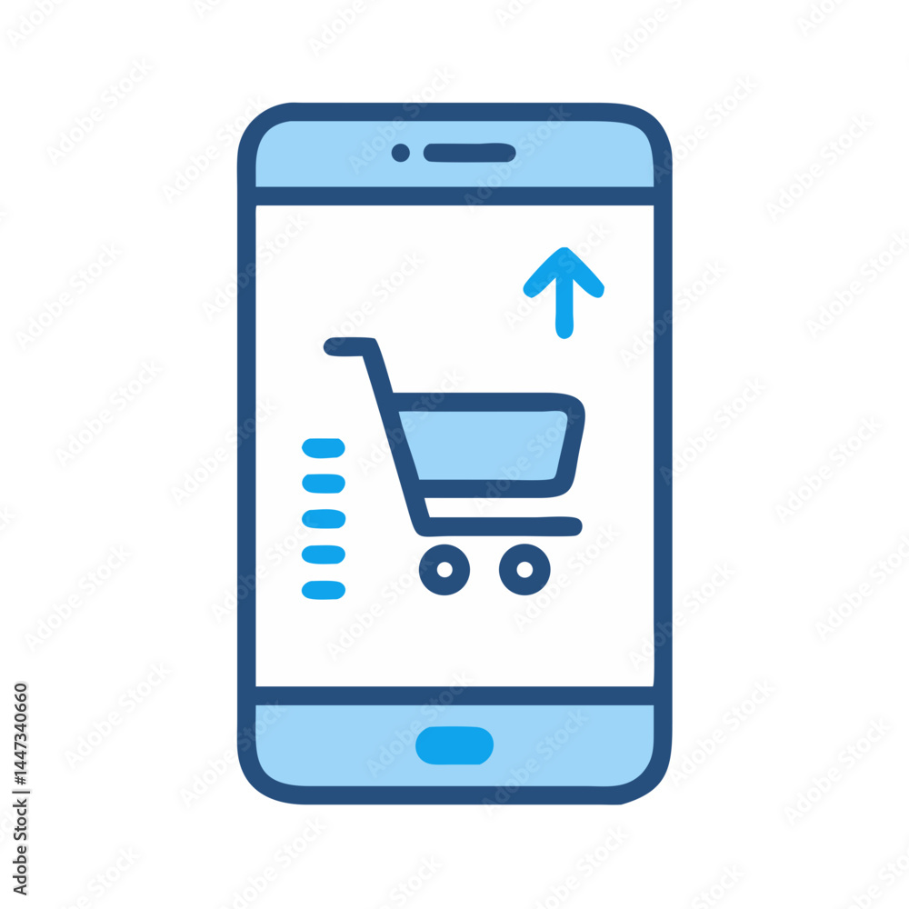 Aufkleber mobile shopping cart interface icon representing online purchasing and e-commerce checkout