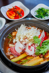 Korean beef brisket soybean paste stew is delicious