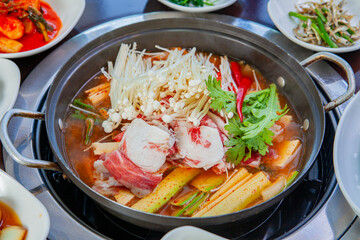 Korean beef brisket soybean paste stew is delicious