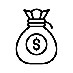Money Bag with Dollar Symbol Icon Representing Wealth, Profit, and Financial Success