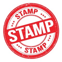 STAMP text written on red round stamp sign