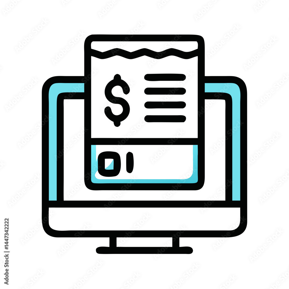 Aufkleber online invoice receipt display icon representing digital billing and payment confirmation