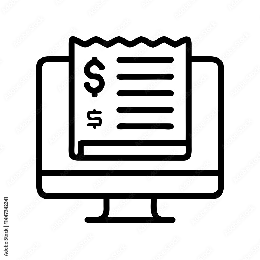 Aufkleber online invoice receipt display icon representing digital billing and payment confirmation