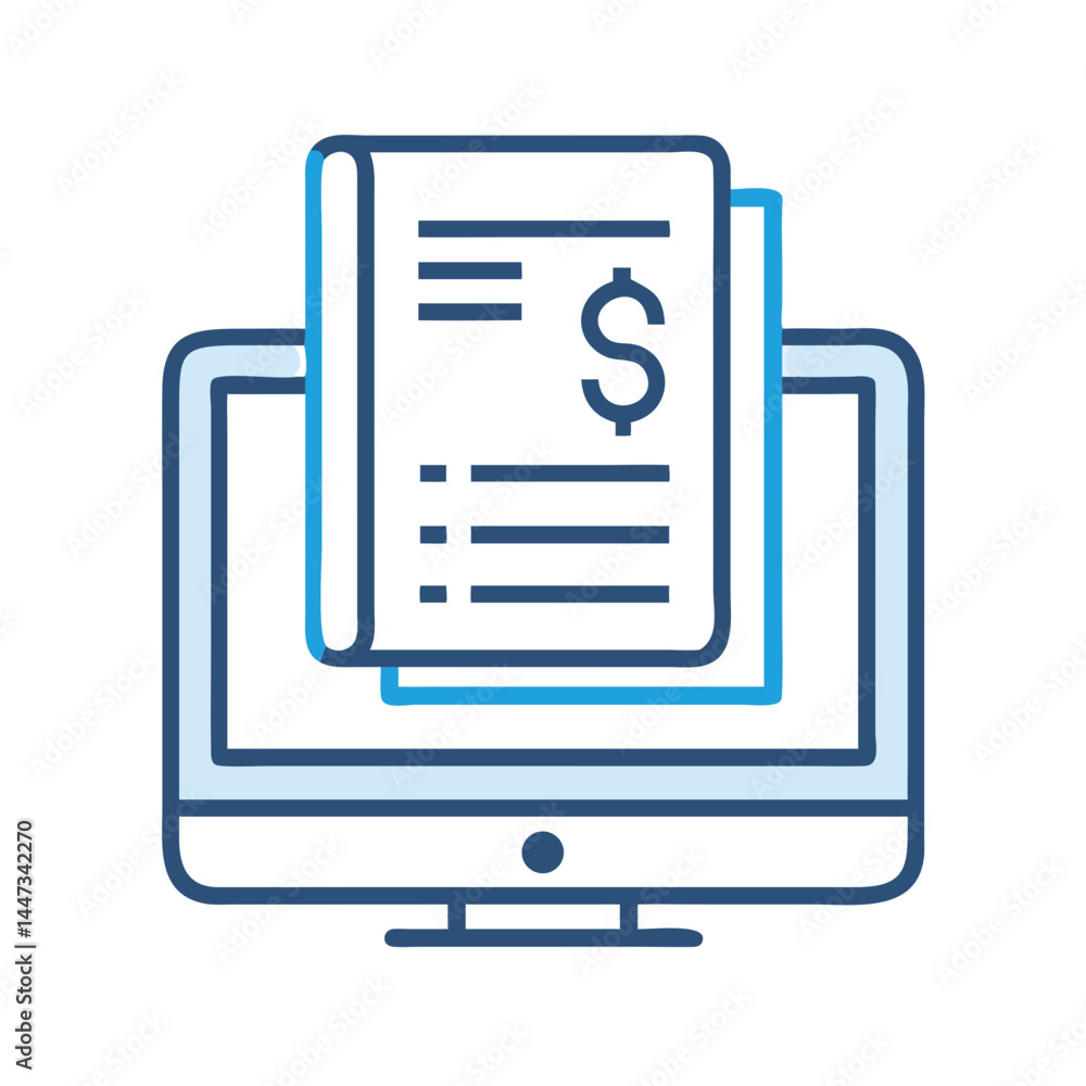 Aufkleber online invoice receipt display icon representing digital billing and payment confirmation