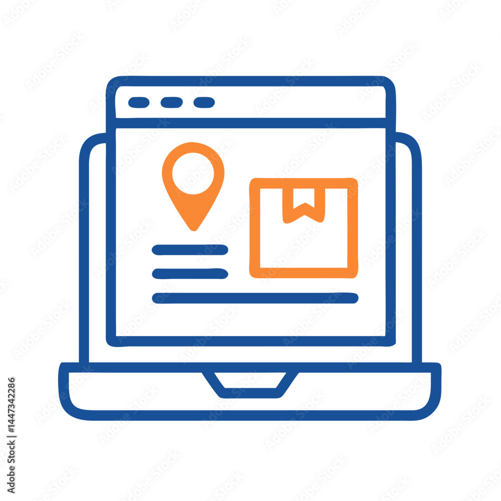 Poster online parcel tracking interface icon representing shipment monitoring and delivery status