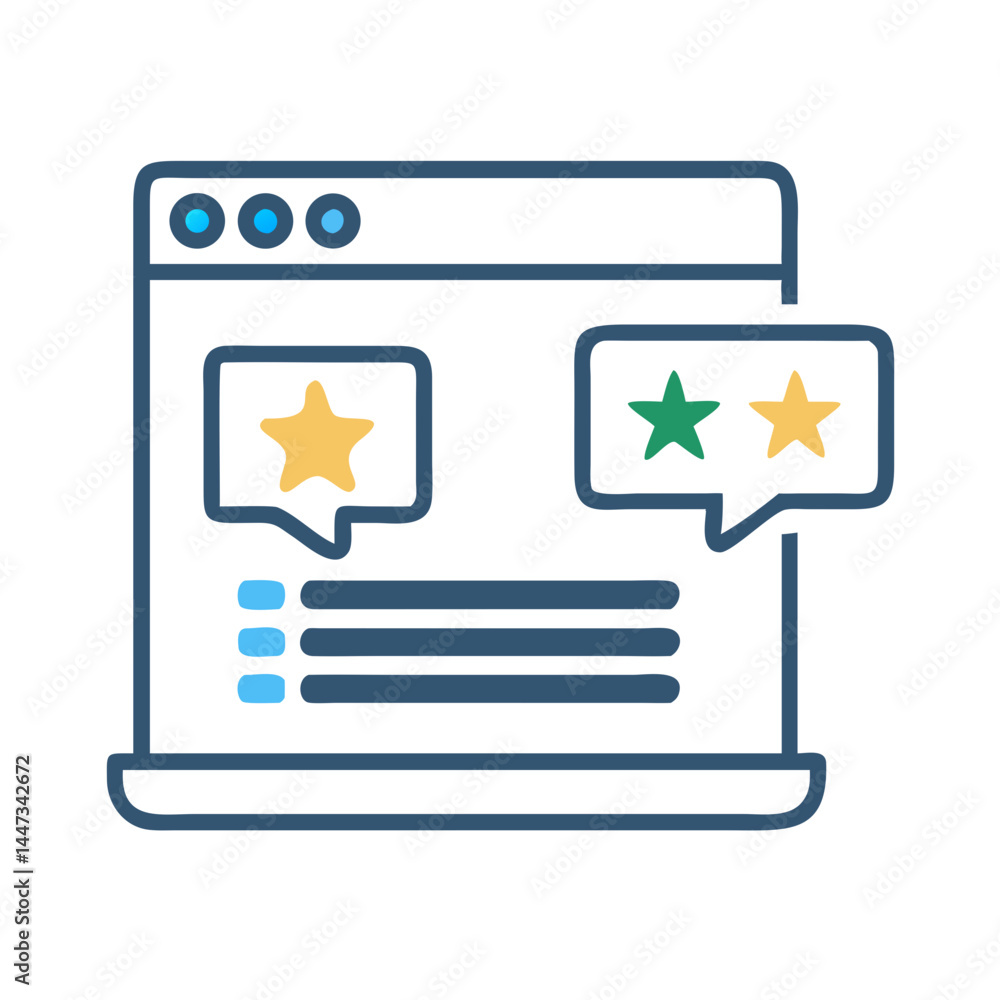 Poster Online Review and Comment Dashboard Icon Representing User Feedback and Rating Management
