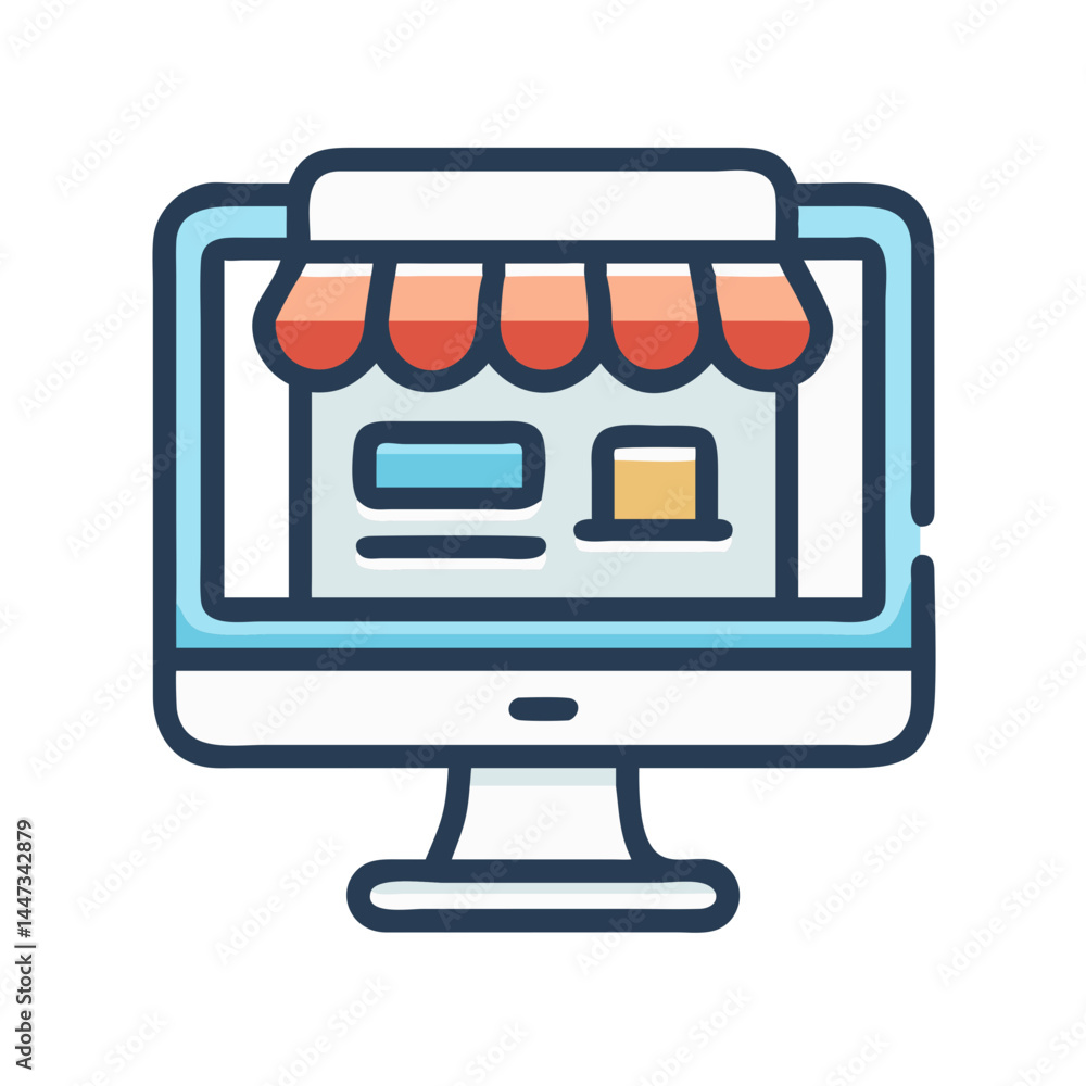 Aufkleber Online Storefront Interface Display Icon Representing E-Commerce Platform and Virtual Shopping Experience