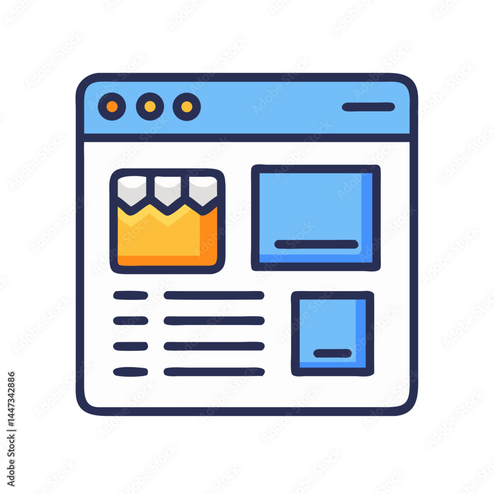 Poster Online Store Product Listing Overview Icon Representing E-Commerce Catalog and Product Display