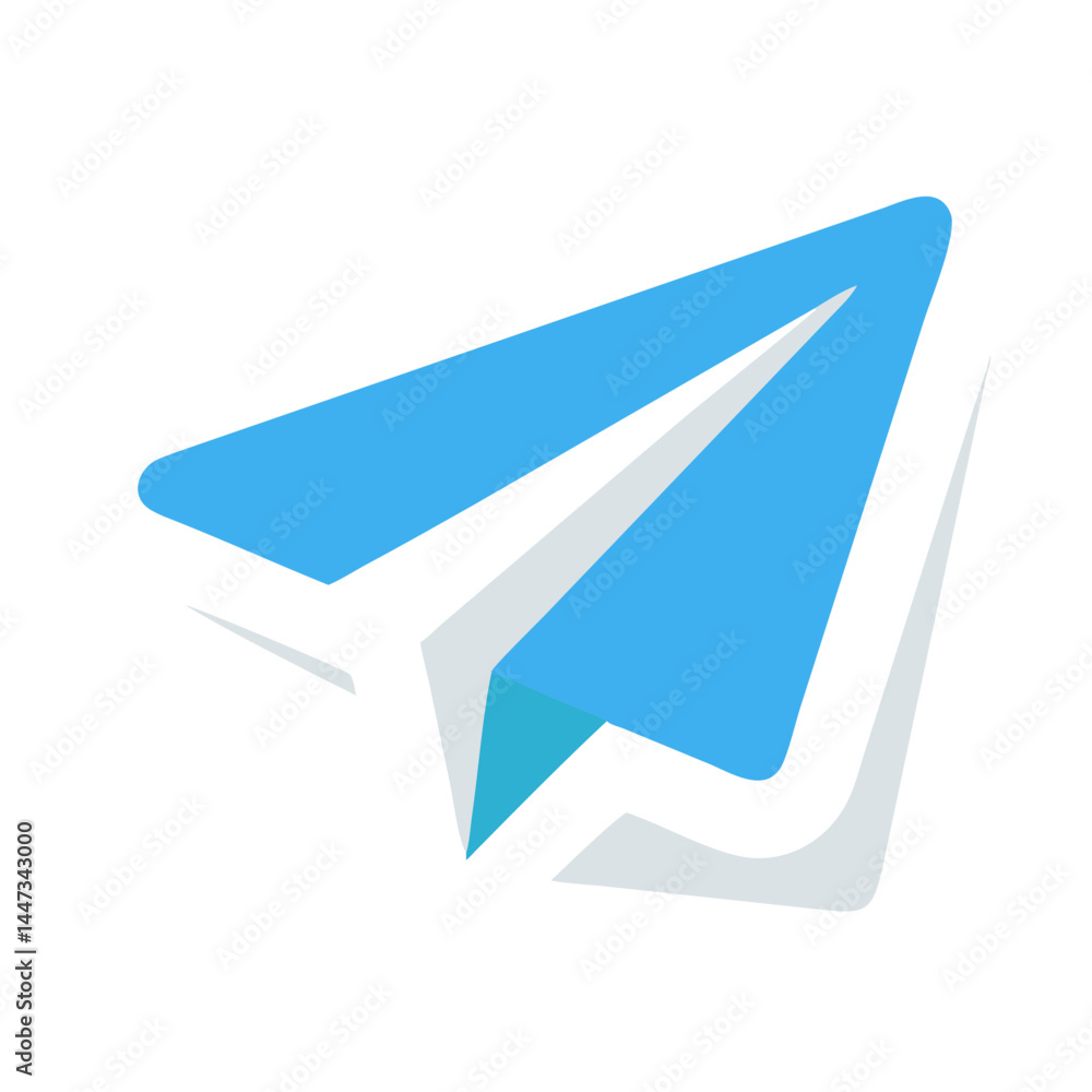 Poster paper airplane message send icon representing communication and digital messaging
