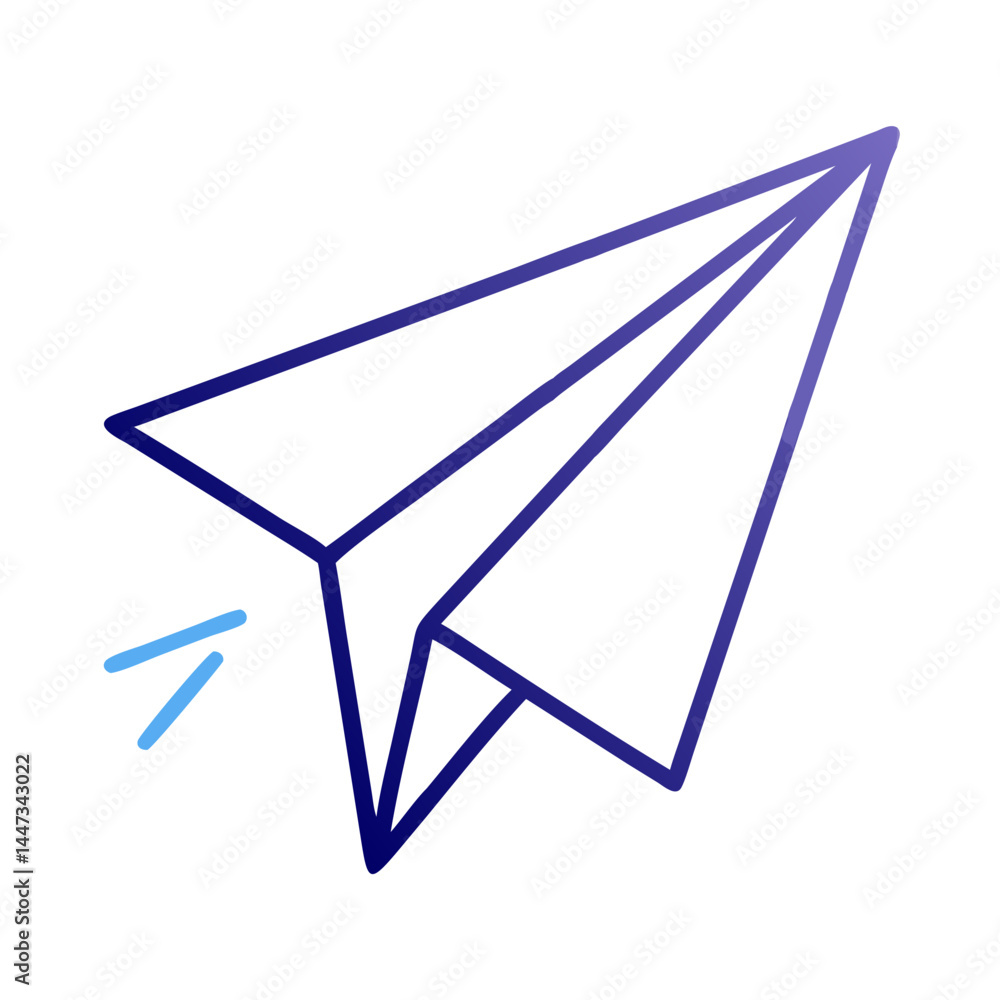 Poster paper airplane message send icon representing communication and digital messaging